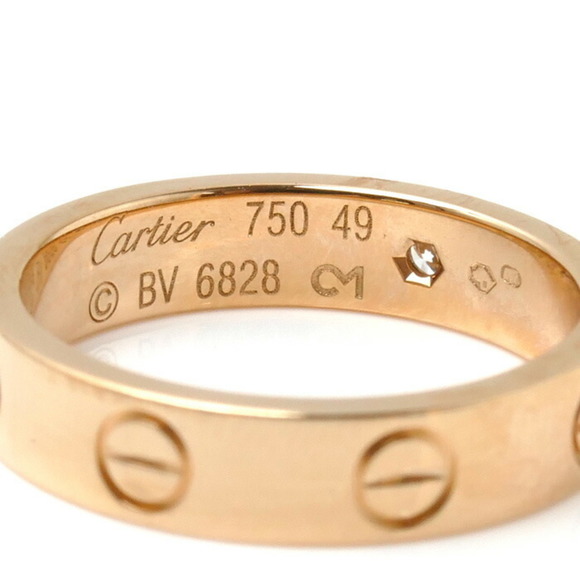 CARTIER K18PG Pink Gold Mini Love 1PD Ring B4050749 Diamond 49 4.2g Ladies - Picture 5 of 7